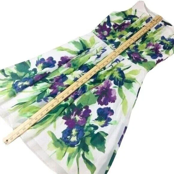 Lauren Ralph Lauren Dress Size 2P White Floral Print Sleeveless Summer - Picture 5 of 12